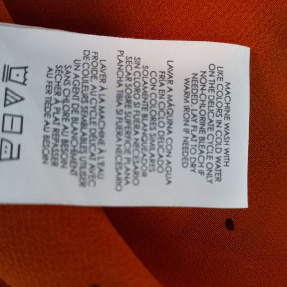 Cabi XS Tank Top Blouse Sleeveless Orange Sprinkle Polka Dot Ruffle Collar 3764 - Picture 9 of 9